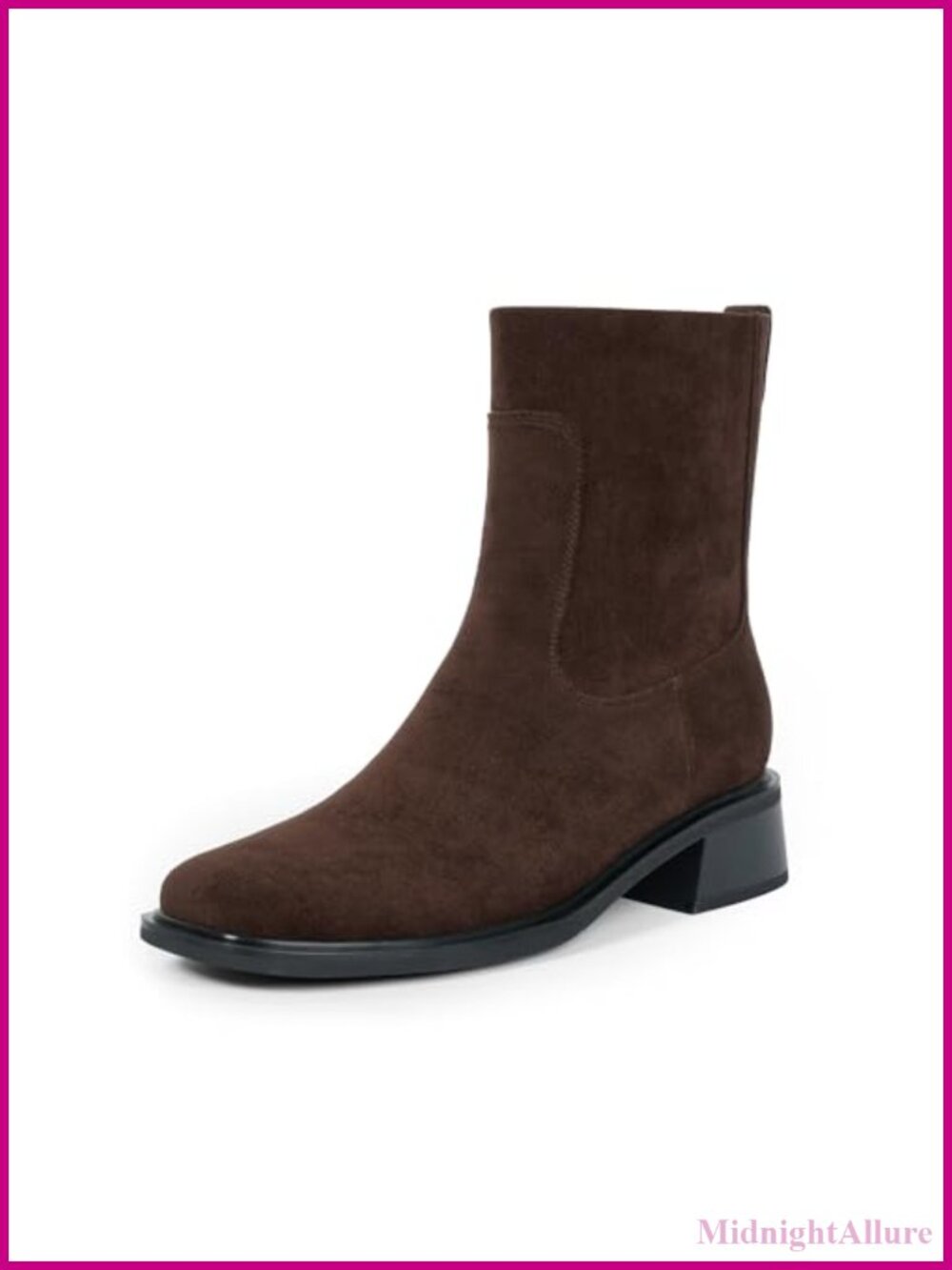 Women's Square Toe Low Heel Ankle Boots Faux Leather Stretch Fit Booties